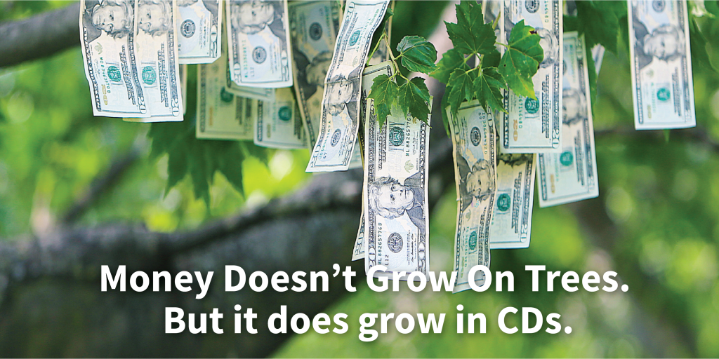 Money doesn't grow on trees but it does grow in CDs. Open a CD with Green Country FCU today and put your money to work for you.